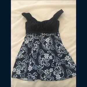 Navy one piece swim dress